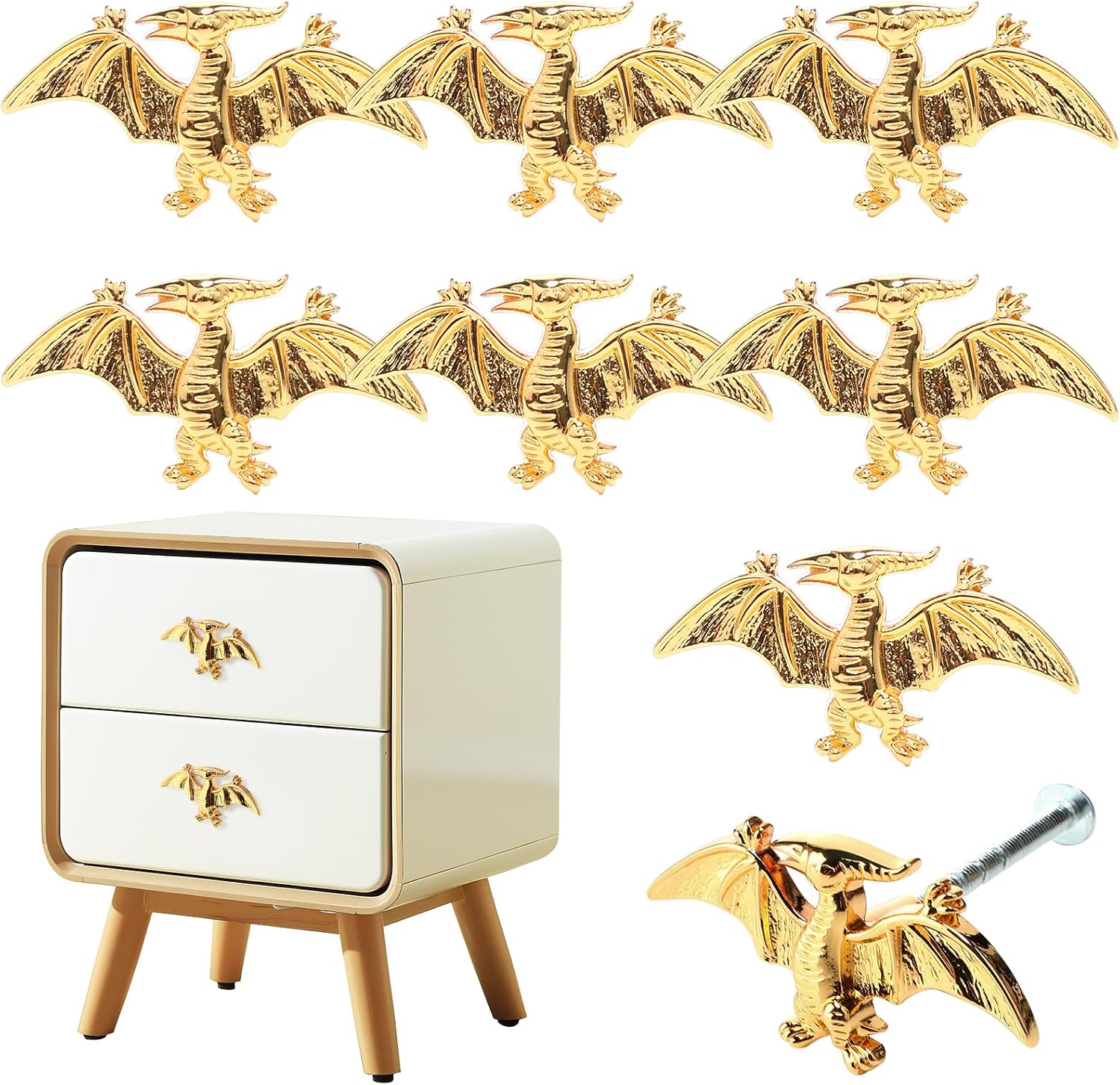 Dinosaur Cabinet Handles in gold finish