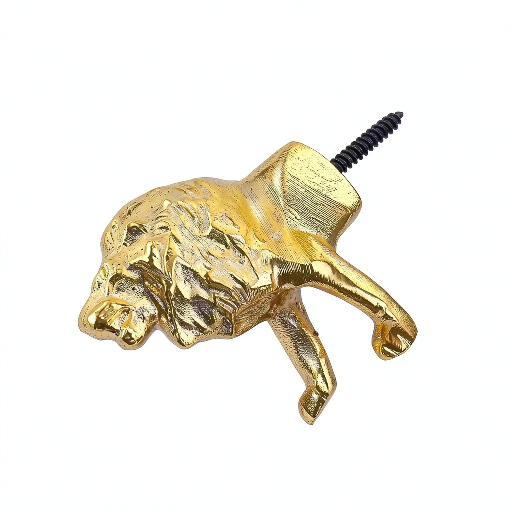 Gold metal cabinet knobs on a kid's dresser